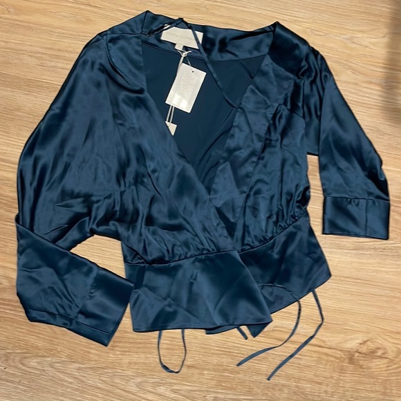 MICHELLE MASON SILK WRAP TOP